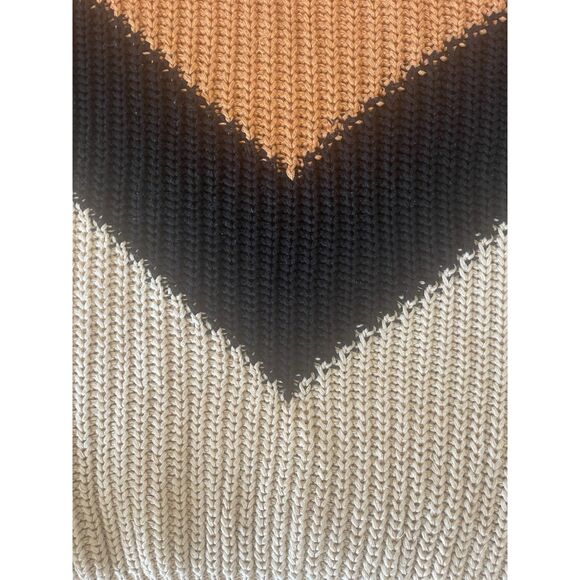 Lulus Women's Autumn Leaves Tan Multi Color Chevron Stripe Knit Sweater Sz Small - Picture 4 of 8